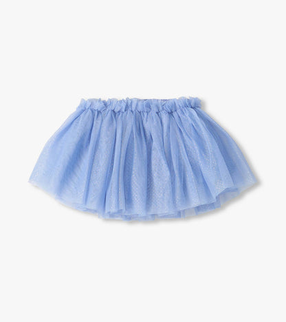 Kentucky Blue Puffy Tutu with layered light blue skirt and glittery mesh overlay, full front view
