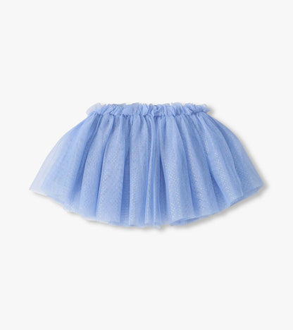 Kentucky Blue Puffy Tutu in light blue with sparkly layered mesh and elastic waistband, front view
