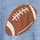 Brown football with white laces on a blue textured background