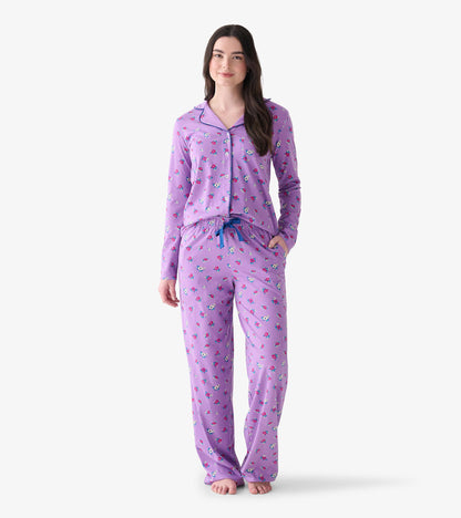 Women's Lilac Bouquet Cotton Pajama Set
