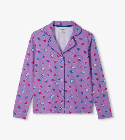 Women's Lilac Bouquet Cotton Pajama Set