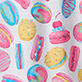 Pink pattern with colorful donuts and macarons