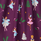Purple pattern with hanging fairies, stars, flowers, and small cacti