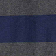 Dark heather gray fabric with a wide navy blue horizontal stripe