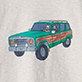 Teal pickup truck illustration with orange and white side stripes