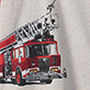Red fire truck with ladder and firefighter illustration