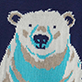 White and blue bear illustration with a blue nose