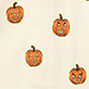 Four orange jack-o'-lantern faces on a light background
