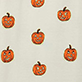 Five small orange jack-o'-lantern faces scattered on a white background