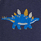 Blue dinosaur with yellow plates and tail spikes on a dark background