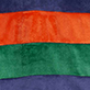 Horizontal orange, green, and blue fabric stripes