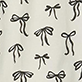 Black line drawings of tied bows scattered on a light background