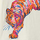Colorful line-art tiger walking forward