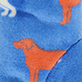 Orange dog silhouettes on a blue watercolor background