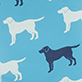 White and dark blue dog silhouettes on a blue background