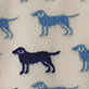 Black cat silhouette with blue outlined cats on a cream background