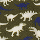 Pattern of white and blue dinosaur silhouettes on an olive green background
