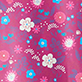 Pink floral pattern with blue and white flowers and small decorative motifs