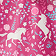 Pink floral pattern with white deer silhouettes and circular motifs