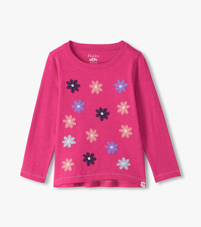 T-shirt à fleurs rose vif – Filles