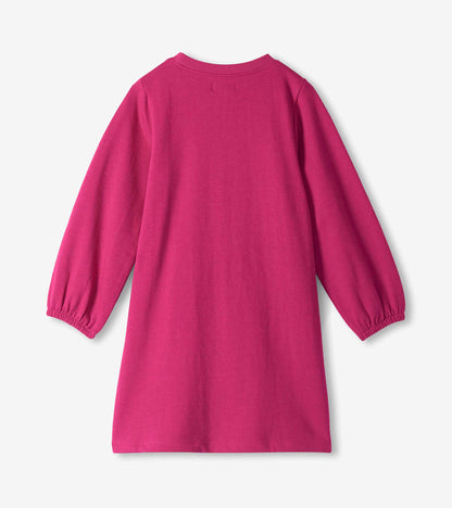 Robe fuchsia à appliqué cœur – Filles