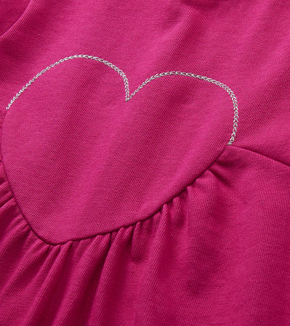 Robe fuchsia à appliqué cœur – Filles