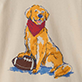 Illustration of an orange dog sitting beside a brown football