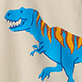 Blue dinosaur with orange stripes on a beige background