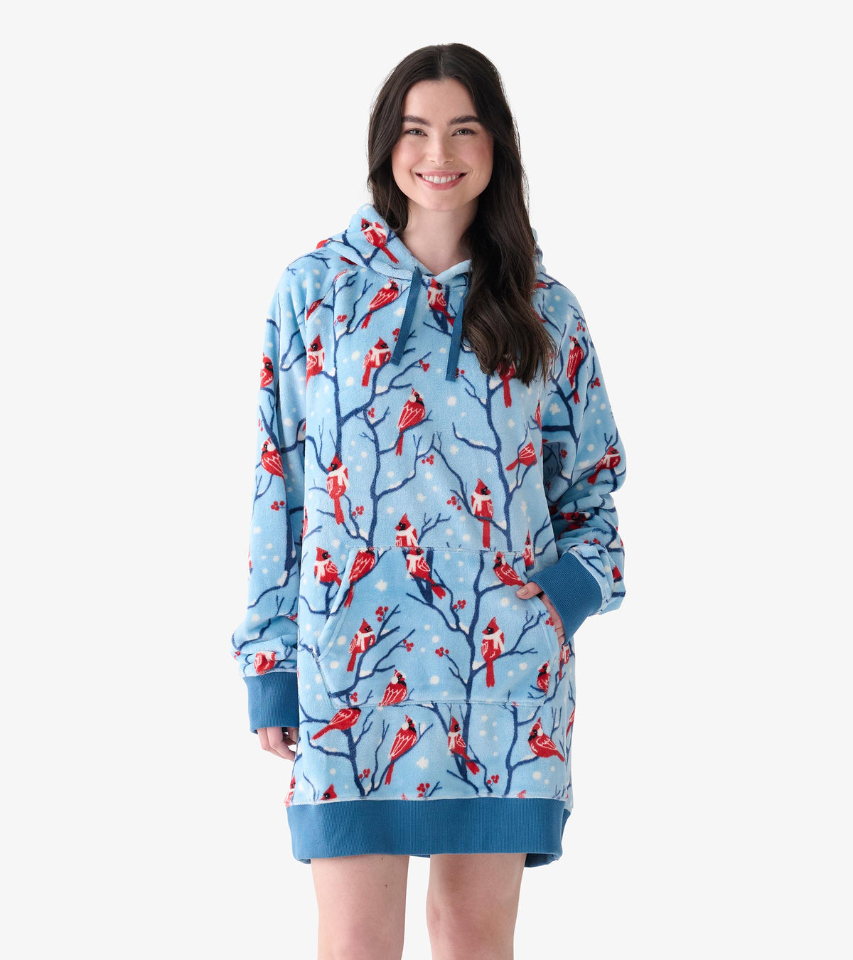 Adult Winter Cardinals Oversized Fleece Hoodie