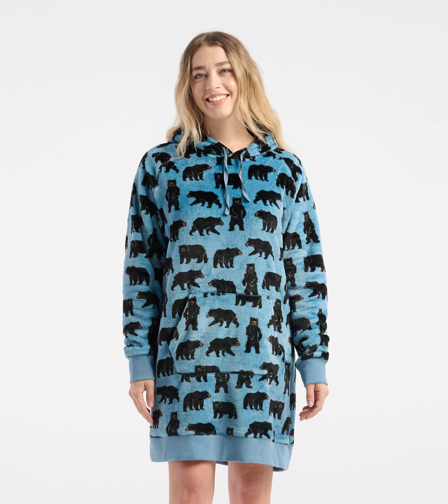 Pull à capuchon en molleton très ample pour femme – Ours en liberté