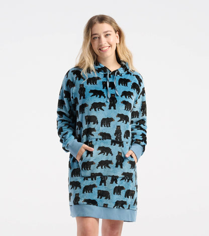 Pull à capuchon en molleton très ample pour femme – Ours en liberté