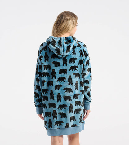 Pull à capuchon en molleton très ample pour femme – Ours en liberté