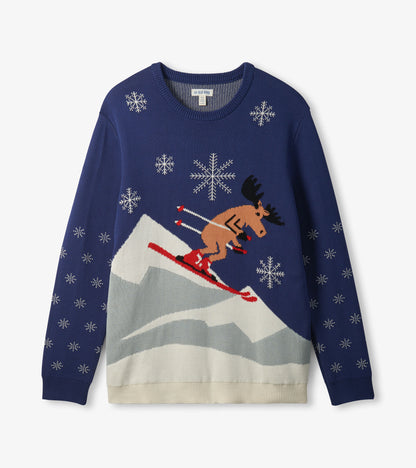 Adult Skiing Moose Holiday Sweater