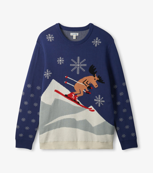 Adult Skiing Moose Holiday Sweater