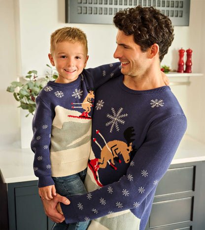 Adult Skiing Moose Holiday Sweater