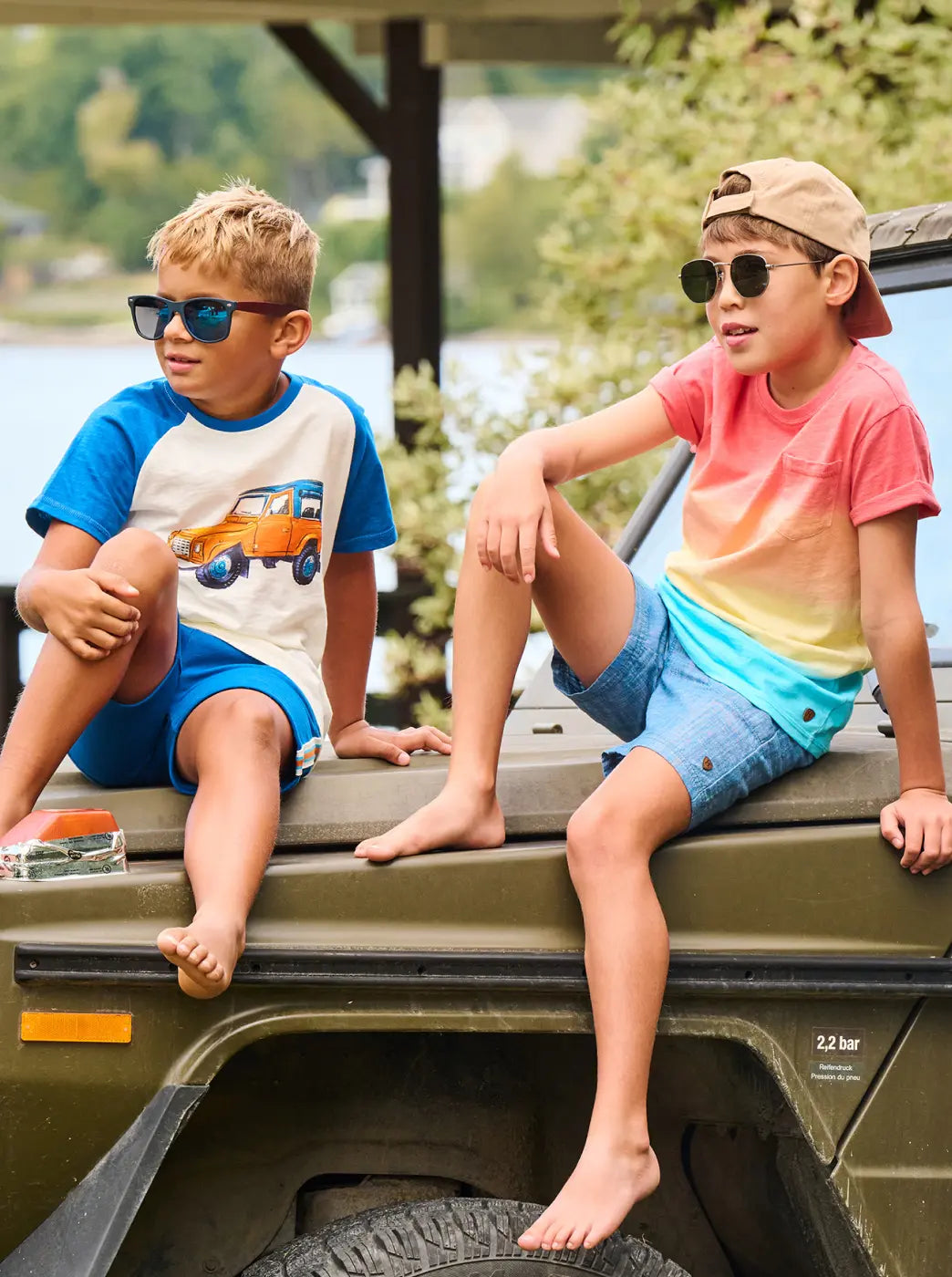 Promotes boys' clothing collection.