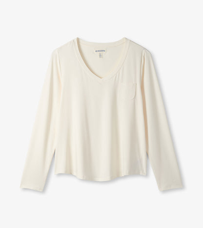 T-shirt à manches longues pour femme – Crème