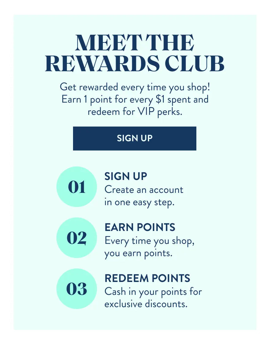 Promotes the Rewards Club loyalty program and encourages sign-up. With "Meet the Rewards Club" text.