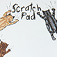 View Scratch Pad Magnetic List - Illustration of a hand, a dark object, and the words "Scratch Pad