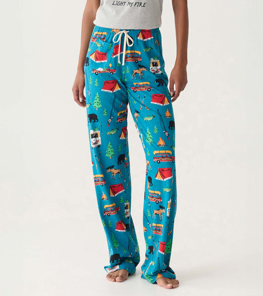 Pantalon de pyjama en jersey pour femme – Camping rétro