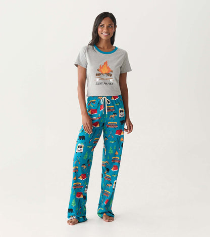 Pantalon de pyjama en jersey pour femme – Camping rétro