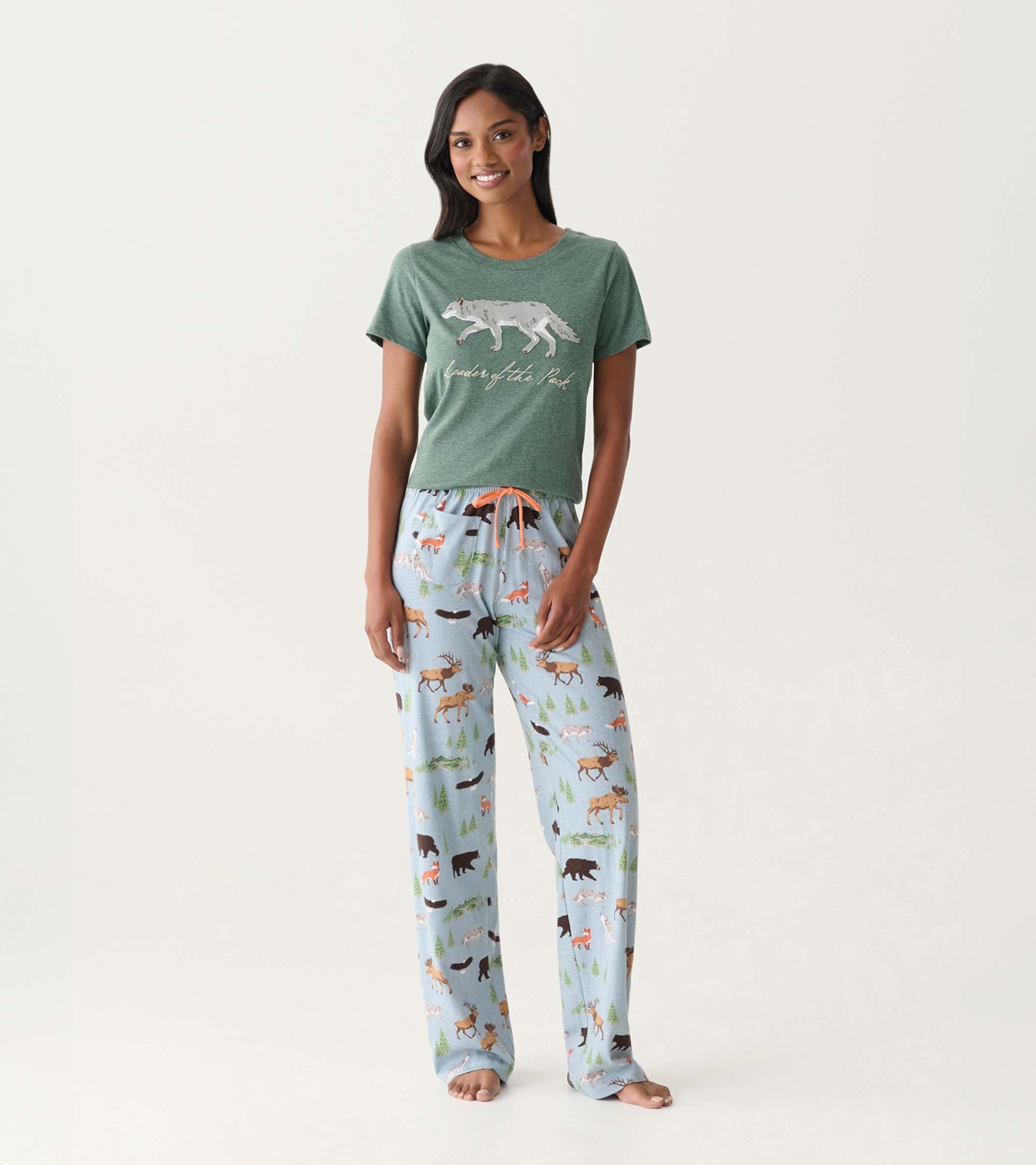 Pantalon de pyjama en jersey pour femme – Nature sauvage nordique