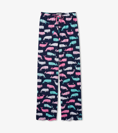 Nautical Whales Women's Cotton Pajama Pants
