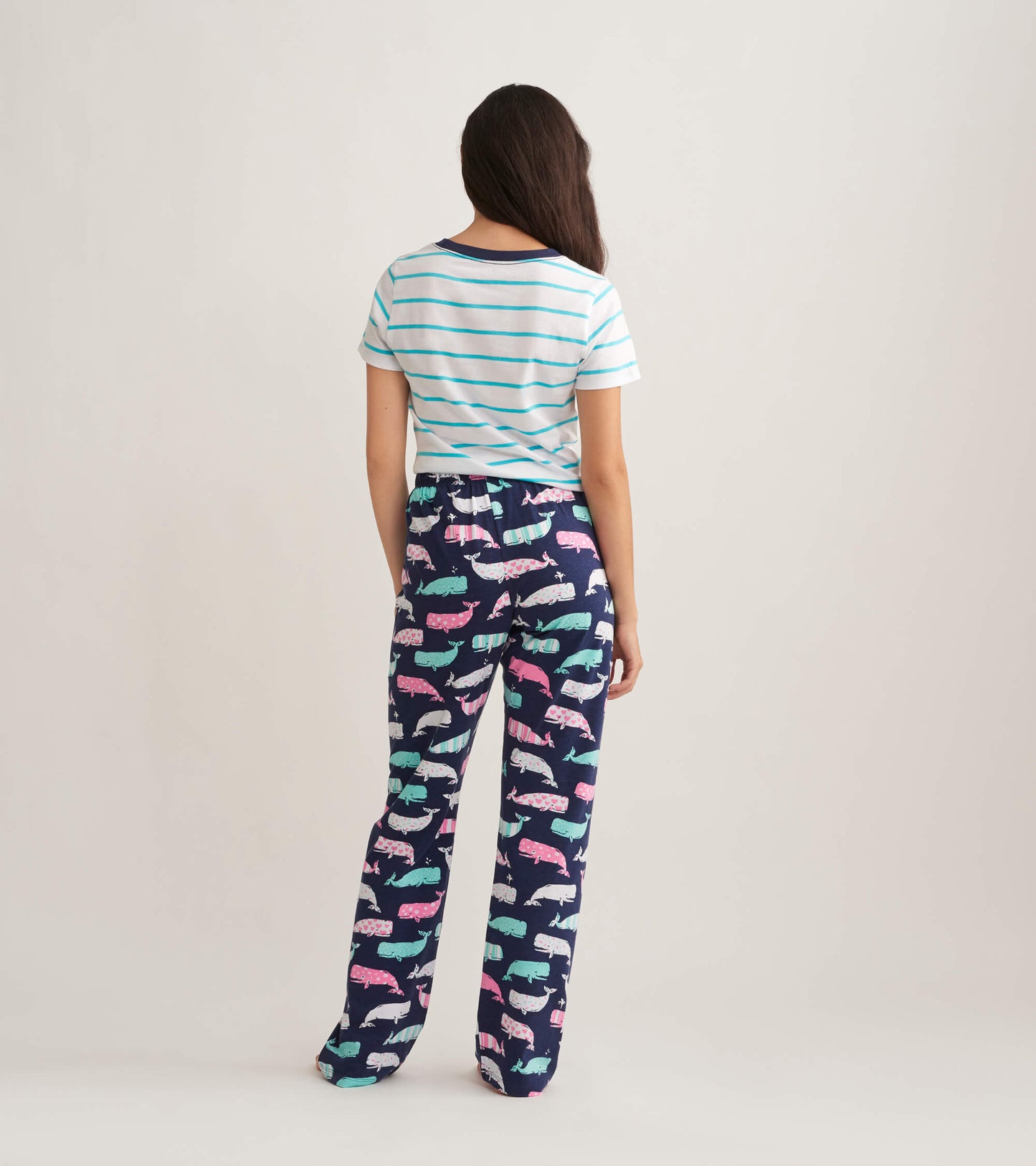 Nautical Whales Women's Cotton Pajama Pants