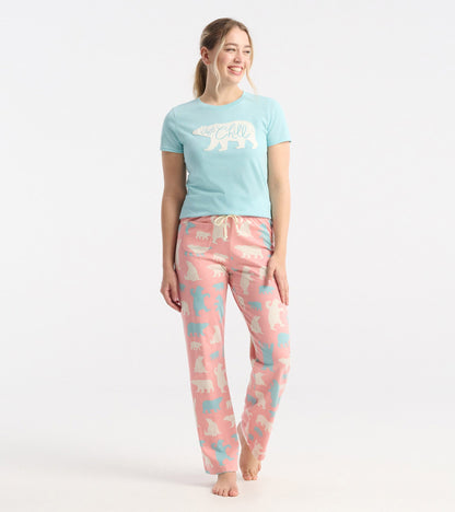 Women's Pink Polar Bears Cotton Pajama Pants