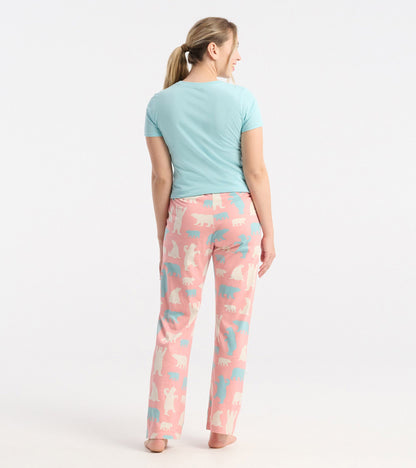 Women's Pink Polar Bears Cotton Pajama Pants