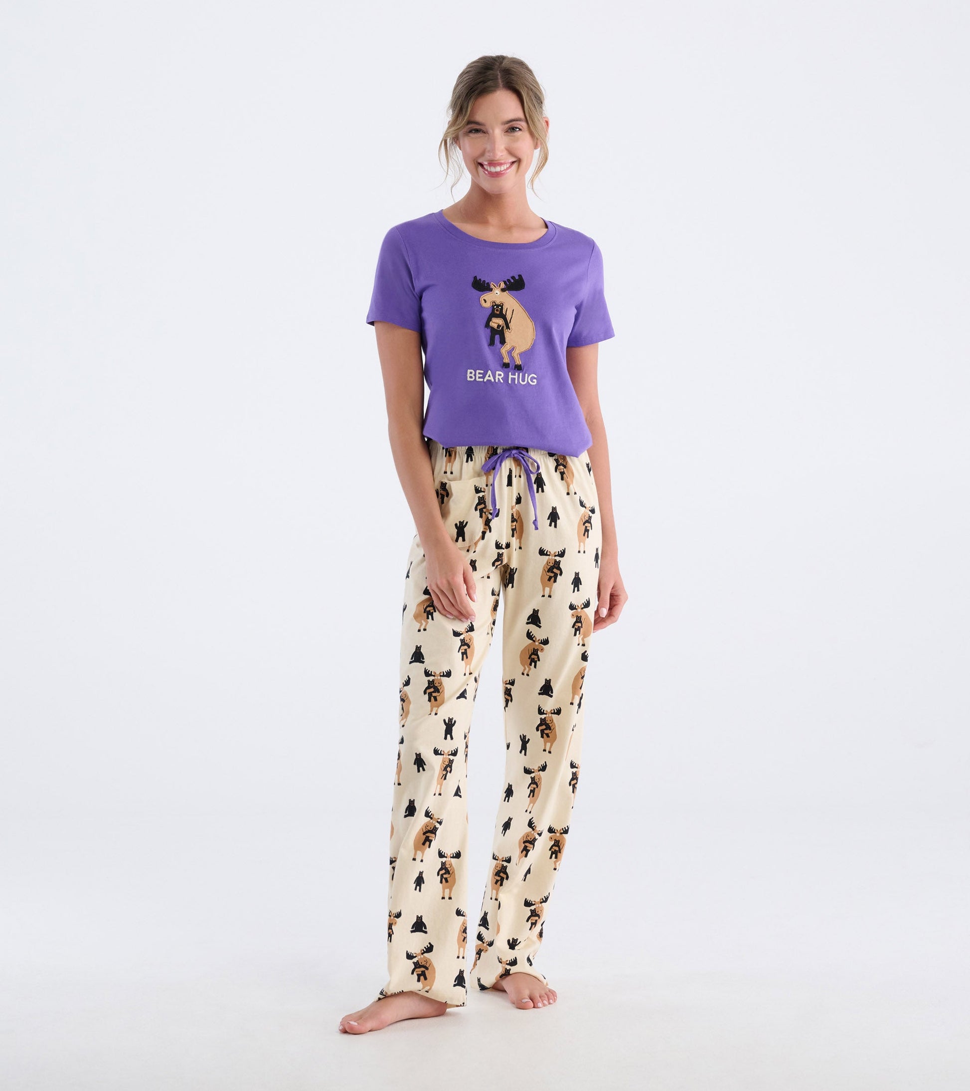 Pantalon de pyjama en jersey pour femme – Orignal et son toutou ourson