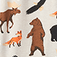 View Wildlife Women's Cotton Blend Pajama Pants - Animal silhouettes including a moose, bear, fox, and black dog on a light background