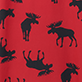 View Moose on Red Women's Cotton Pajama Pants - Red pattern with black animal silhouettes including moose, rabbits, and birds