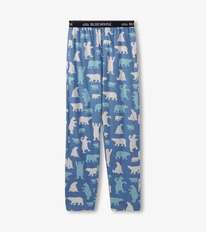 Men's Blue Polar Bears Cotton Pajama Pants